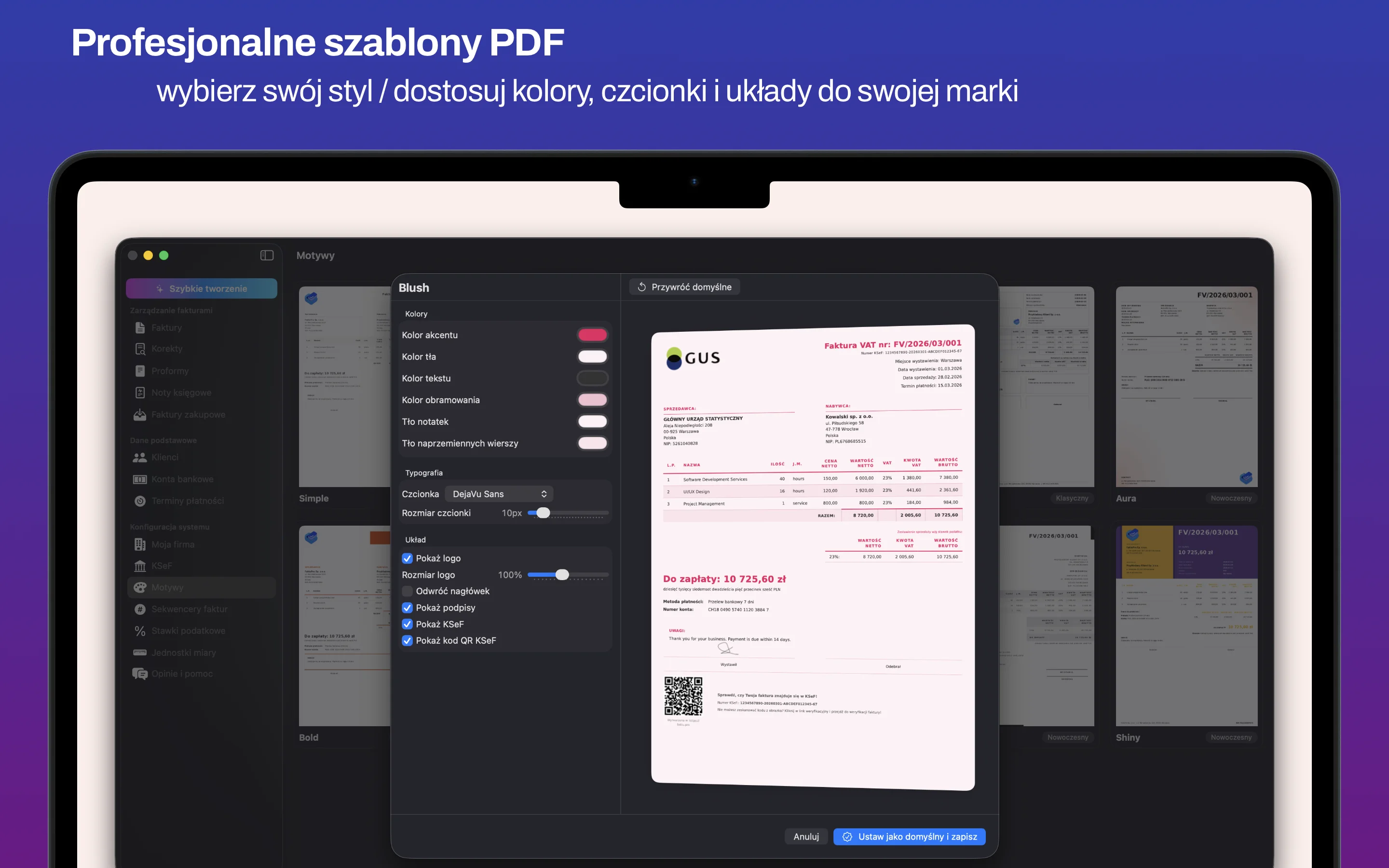 Profesjonalne szablony PDF